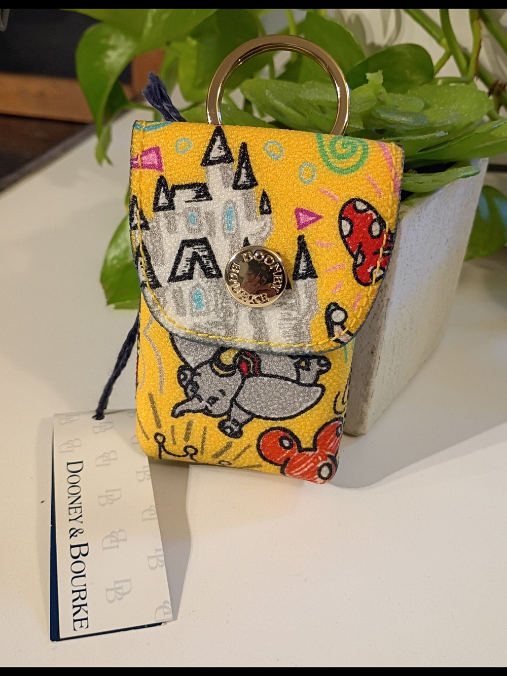 Dooney & Bourke Yellow Dumbo Castle Key Pouch